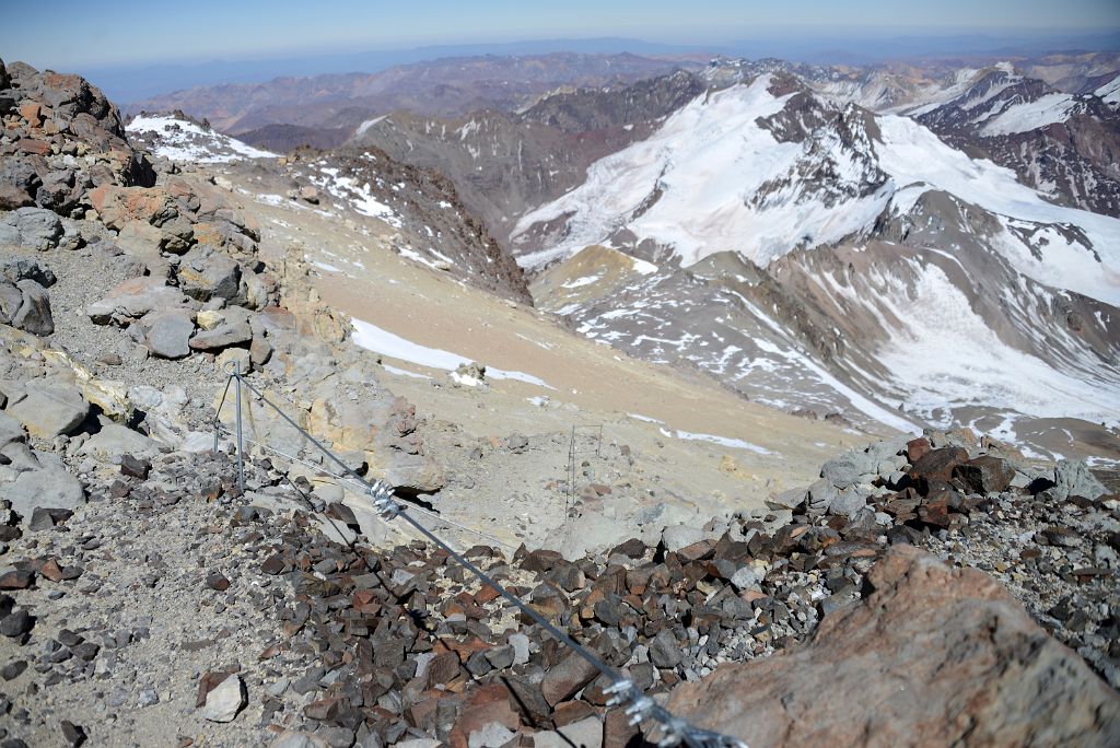 01 The Descent From Colera Camp 3 To Plaza de Mulas Starts With A Steep Section Protected By A Metal Railing